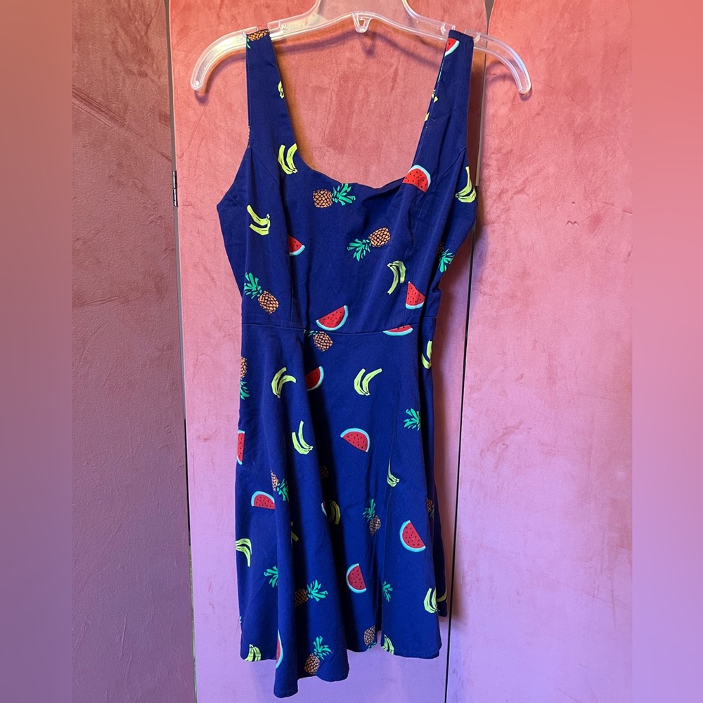 Summer Fruit Print Fit-and-Flare Dress